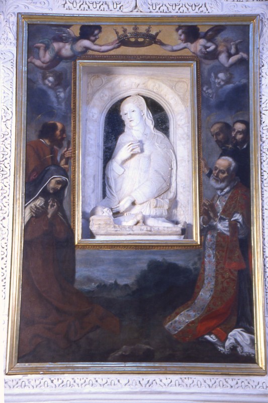 Bott. apuana sec. XVII, Dipinto con S. Caterina da Bologna e altri san