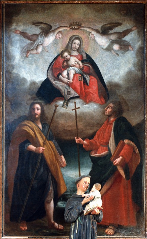 Ambito marchigiano fine sec. XVI, Madonna del Carmelo con Santi