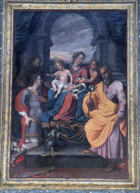 Pandolfi G.G. sec. XVII, Sacra famiglia con i Santi Pietro Donnino Giacomo