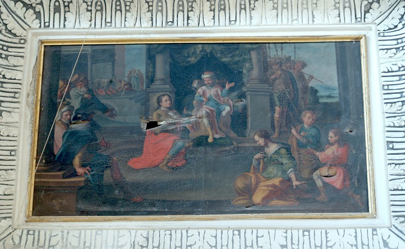 Bottega siciliana sec. XVIII, Dipinto di S. Eustachio al cospetto di Traiano