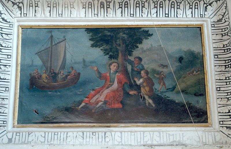 Bottega siciliana sec. XVIII, Dipinto con il Ratto della moglie di S. Eustachio