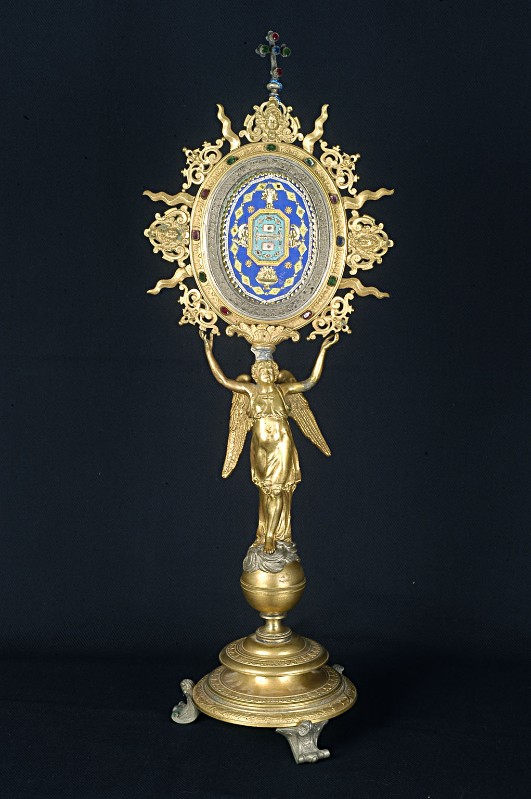 Bott. italiana sec. XIX, Reliquiario Ex velo Beata Vergine Maria