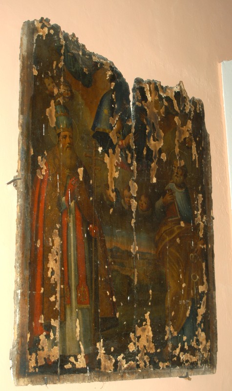 Artista campano sec. XVI, Dipinto con Madonna San Sisto II e San Pietro
