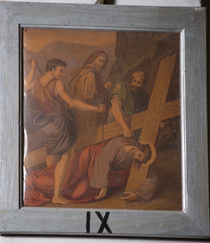 Ambito abruzzese sec. XX, Gesù cade la terza volta olio su tela