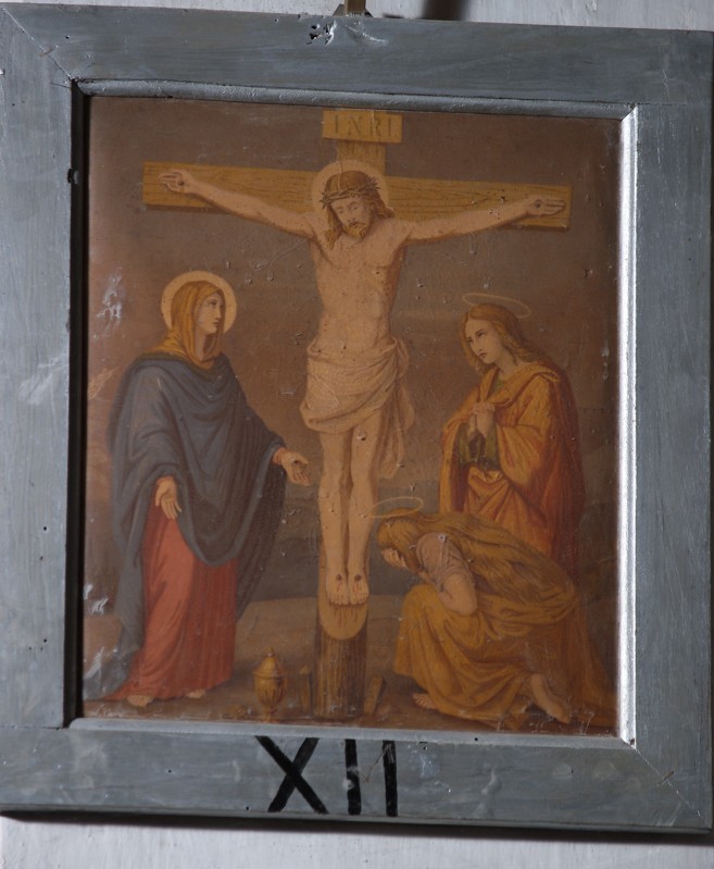 Ambito abruzzese sec. XX, Gesù innalzato e morto olio su tela