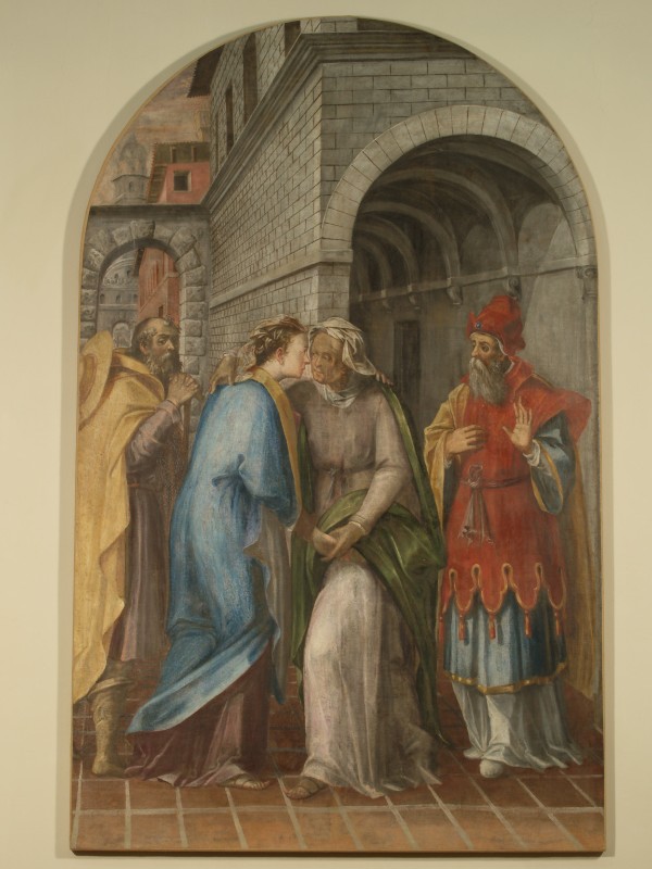 Ambito abruzzese sec. XVI, Dipinto della Visitazione olio su tela