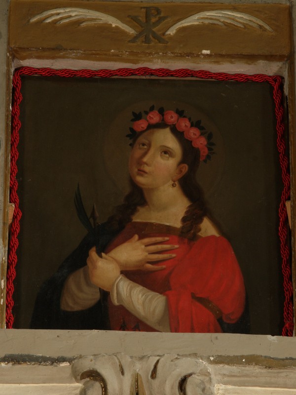 Ambito abruzzese secc. XVIII-XIX, Santa con corona di fiori