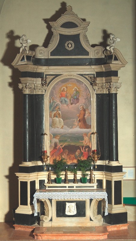 Gottardi A. sec. XIX, Altare con due cherubini e simbolo del Sacro Cuore