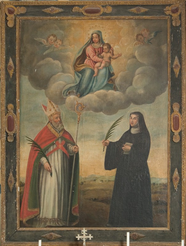 Ambito lombardo sec. XVII, Madonna con Gesù Bambino in gloria e santi