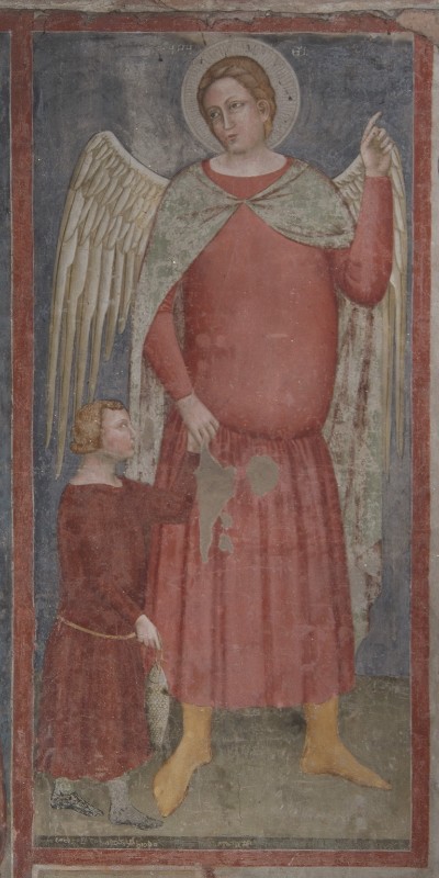 Secondo Maestro di San Zeno sec. XIV, Tobia e San Raffaele arcangelo