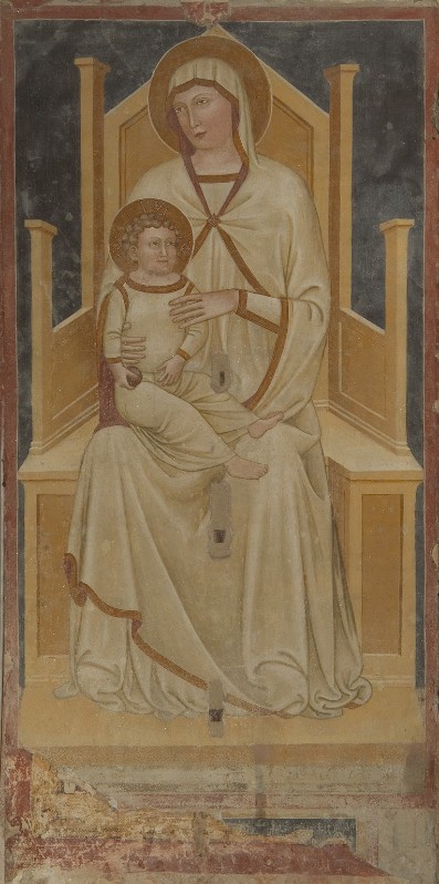 Secondo Maestro di San Zeno sec. XIV, Madonna con Gesù Bambino con veste bianca