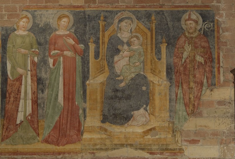 Secondo Maestro di San Zeno sec. XIV, Madonna con Gesù Bambino in trono e santi