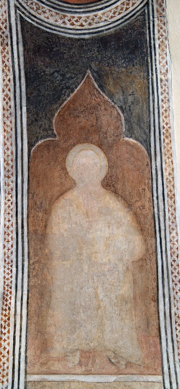Martino da Verona sec. XIV-XV, Santo su sfondo marrone e rosso
