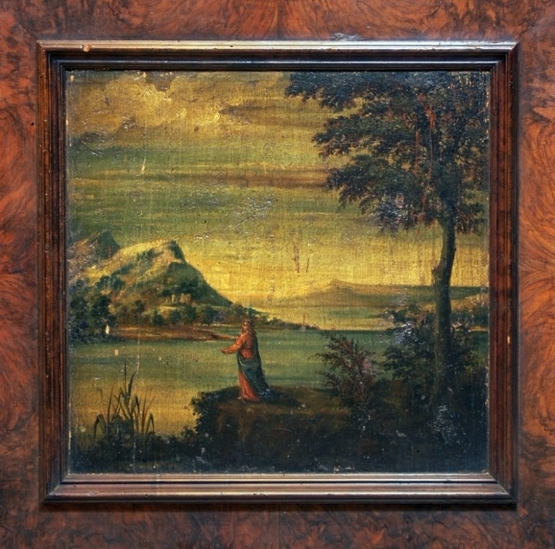 Brusasorci D. sec. XVI, Paesaggio lacustre con figura