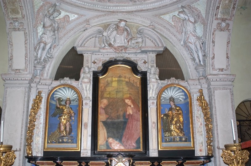 Ambito lombardo sec. XVI-XVII, Ancona in stucco modellato con Dio Padre