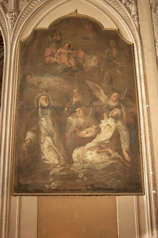 Ambito lombardo sec. XVIII, Madonna con Gesù Bambino e sante domenicane