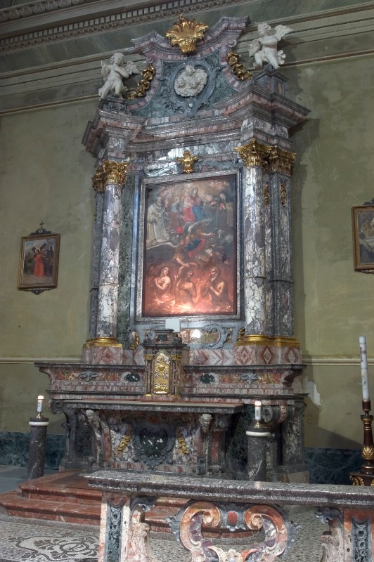Ambito lombardo sec. XVIII, Altare con angioletti in marmo bianco