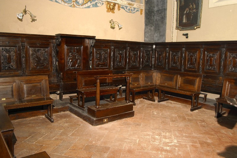 Ambito vigevanese sec. XVII, Coro secentesco in con teste d'angioletti e pendoni