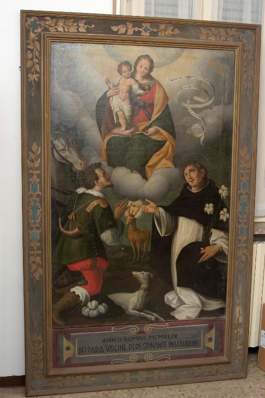 Ambito lombardo sec. XVII, Madonna con Gesù Bambino e S. Eustachio e S. Domenico