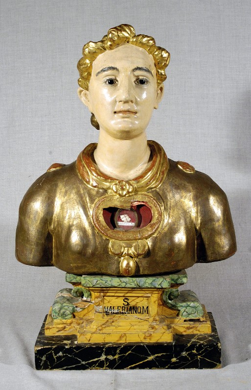 Bottega italiana sec. XV, Reliquiario a busto di San Valeriano