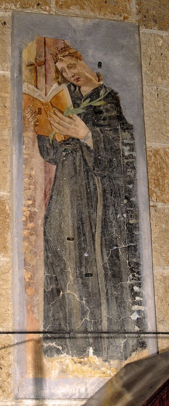 Bottega italiana sec. XV, Santa con corona libro e palma