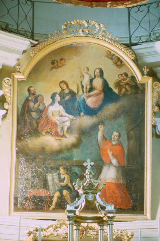 Ambito piemontese sec. XVIII, Madonna con Gesù Bambino e santi h 350
