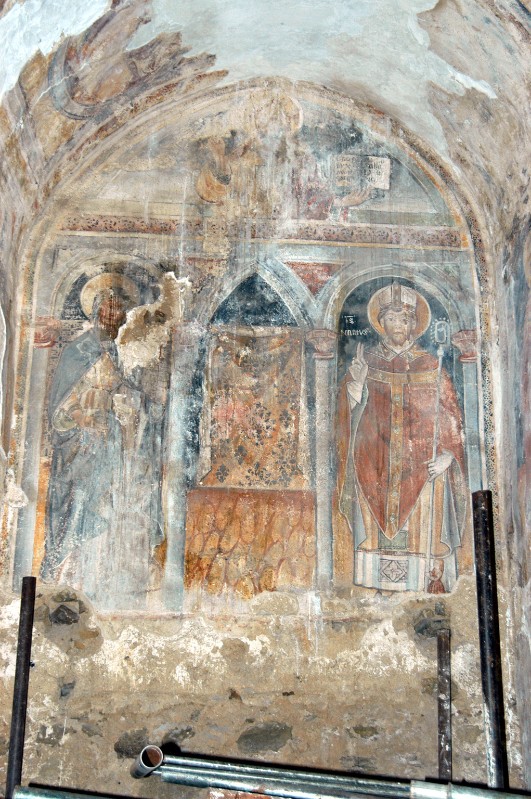 Ambito campano sec. XIV, Affresco raffigurante santi
