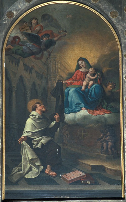Boari Gregorio sec. XIX, Dipinto Madonna e beato Simone Stock