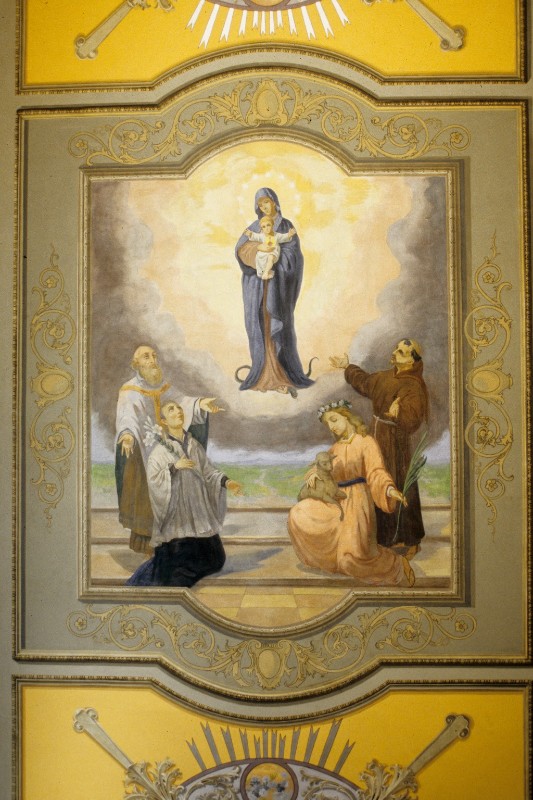 Bottega veneta sec. XIX, Affresco con Madonna Bambino e santi