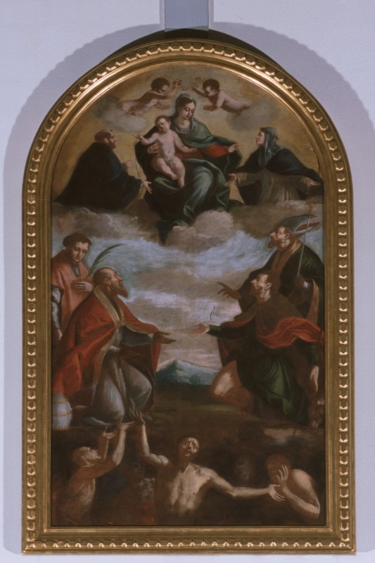 Trivellini F. sec. XVIII, Pala della Madonna del Rosario con santi