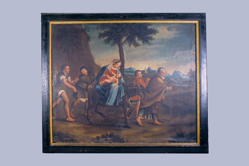 Ambito veneto sec. XVII, Dipinto con fuga in Egitto copia da Jacopo Bassano