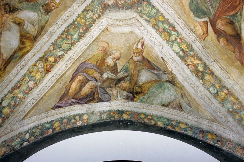 Dal Ponte J. (1575), Affresco della cupola con San Matteo e Sant'Ambrogio