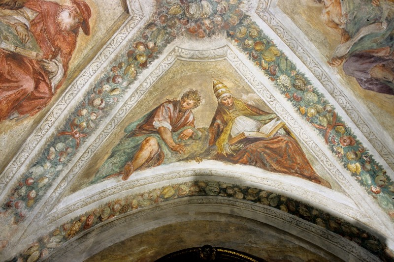 Dal Ponte J. (1575), Affresco della cupola con San Giovanni e San Gregorio
