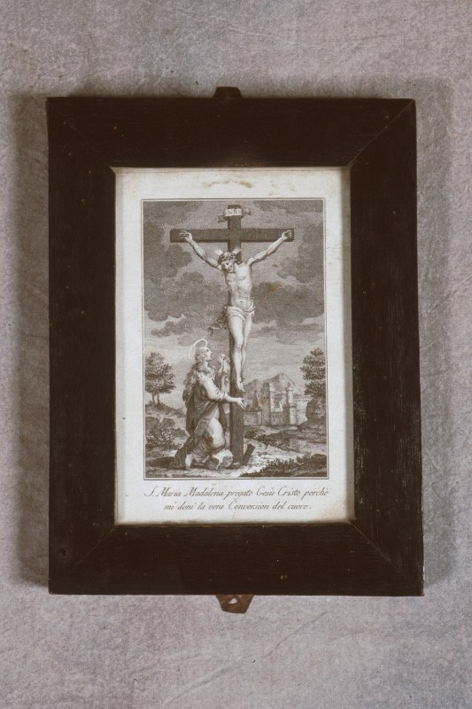 Bottega veneta sec. XIX, Stampa con Gesù crocifisso e la Maddalena 1/2