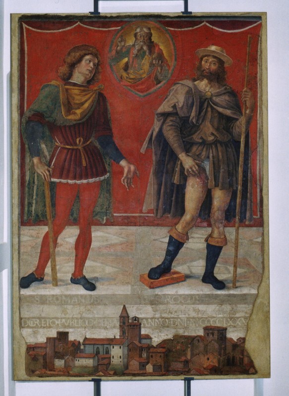 Perugino (1476), Dio Padre benedicente tra San Romano e San Rocco