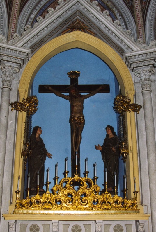 Bottega italiana sec. XVII, Gesù Cristo crocifisso con la Madonna e San Giovanni