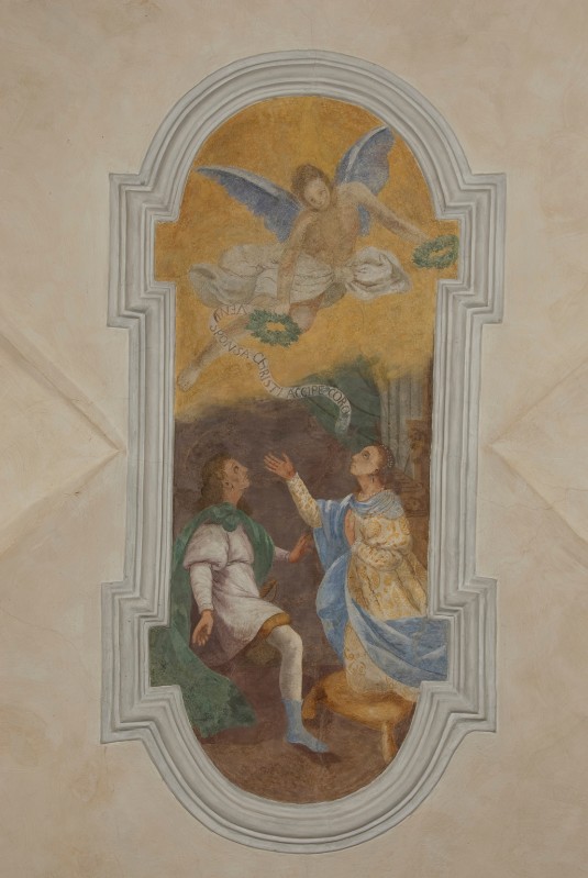 Ambito lombardo sec. XVII, Santa Cecilia e San Valeriano incoronati da un angelo