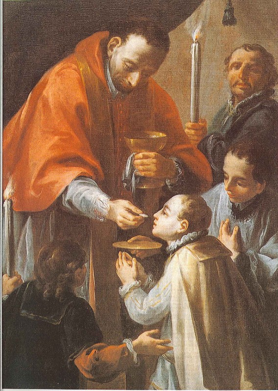 Ferrario F. sec. XVIII, San Carlo Borromeo comunica San Luigi Gonzaga