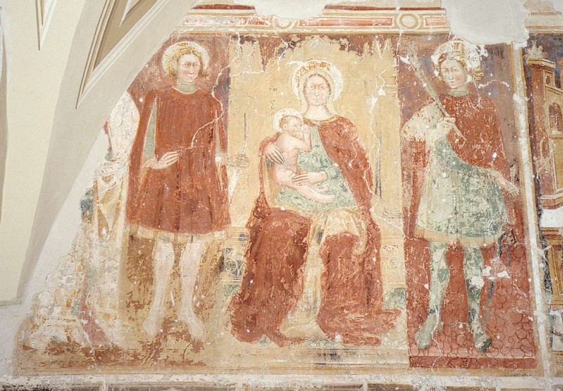 Ambito bergamasco sec. XV, Madonna con Gesù e Santi