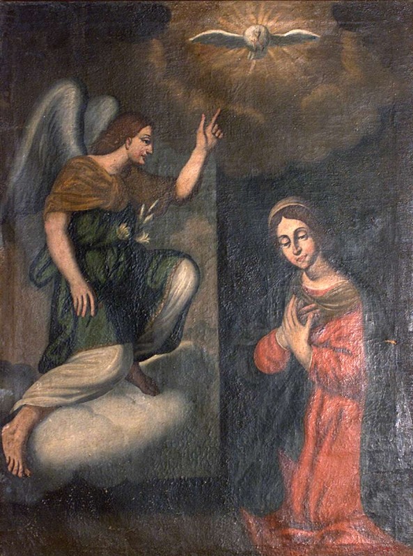 Ambito bergamasco sec. XVII, Annunciazione in olio su tela