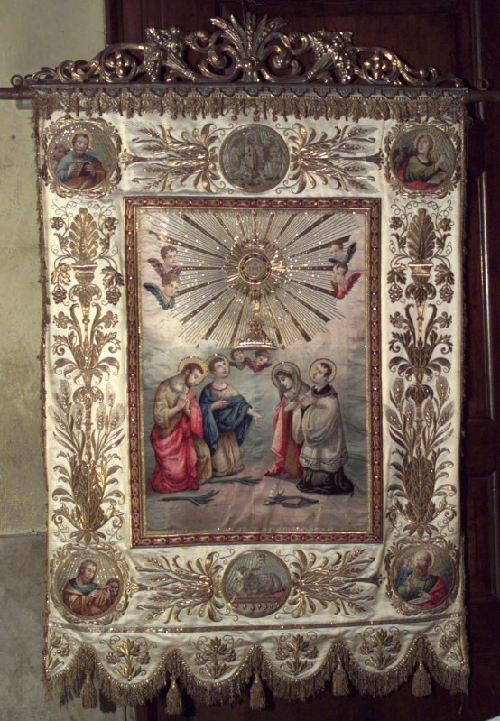 Ambito lombardo sec. XIX, Stendardo processionale dei santi patroni