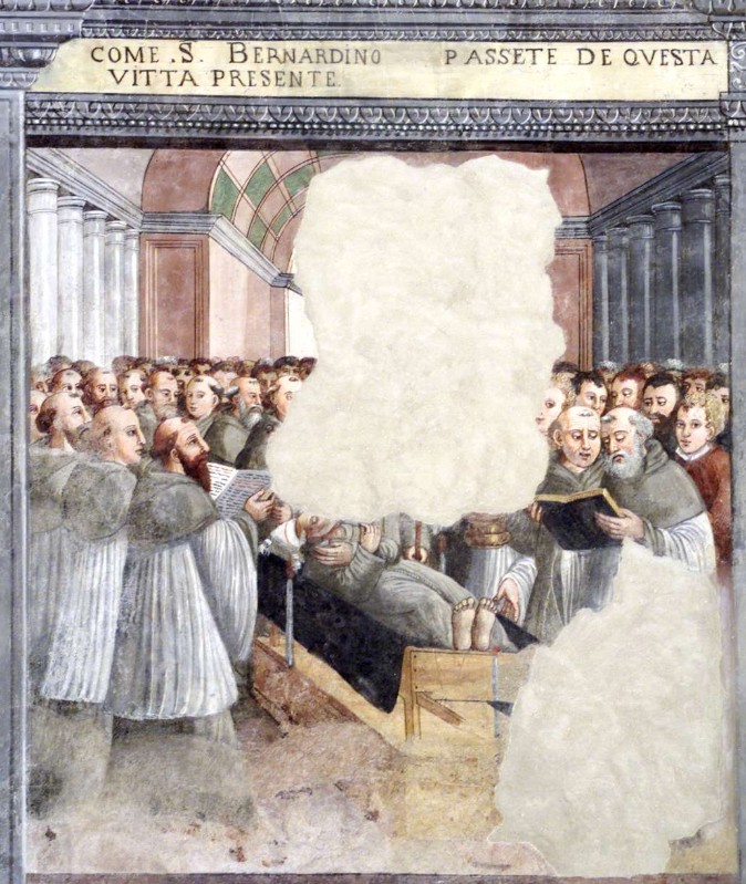 Baschenis C. il Vecchio (1564), Morte di San Bernardino da Siena