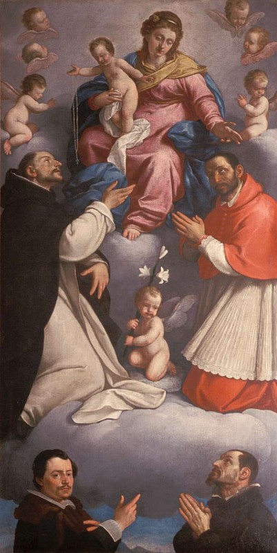 Ceresa C. sec. XVII, Madonna del rosario con San Domenico e San Carlo e donatori