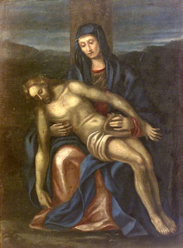 Ambito lombardo sec. XVII, Pietà ad olio su tela