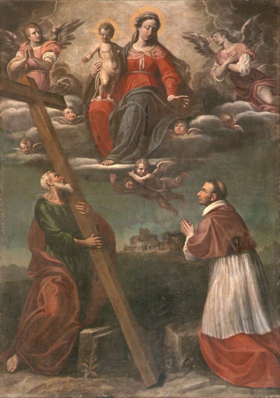 Cavagna G.P. sec. XVII, Madonna in gloria tra due santi