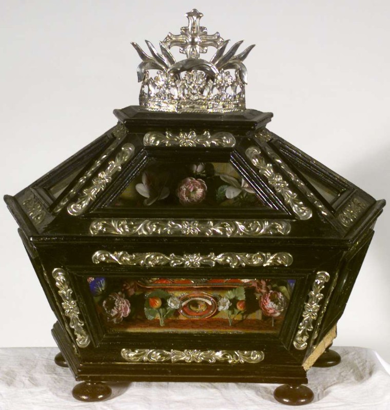 Ambito lombardo sec. XIX, Reliquiario a urna con reliquia di Santa Filomena