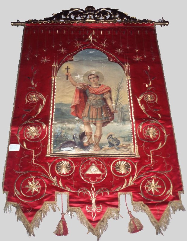 Manifattura bergamasca sec. XIX, Stendardo processionale con Sant'Alessandro