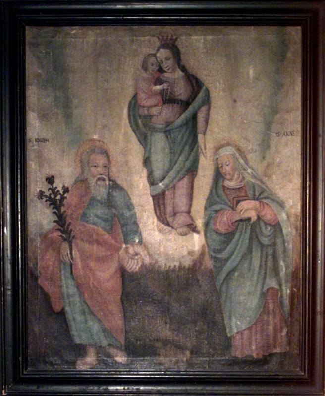 Ambito lombardo sec. XVI, Madonna con Gesù Bambino e santi ad olio su tela