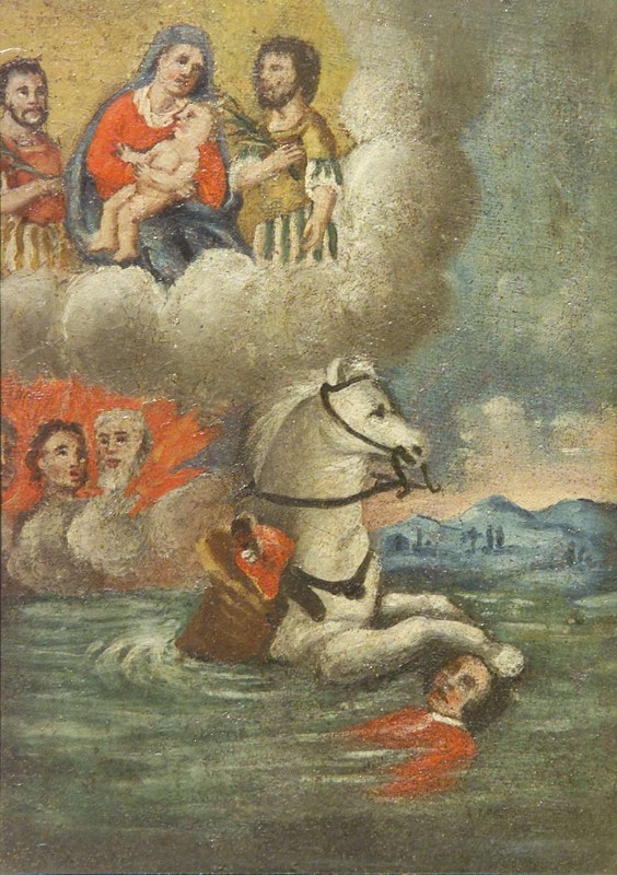 Ambito bergamasco sec. XIX, Ex voto dipinto con Madonna