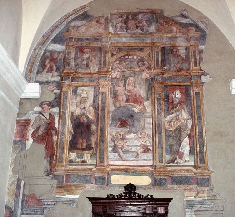 Ambito bergamasco sec. XVI, Madonna in trono e Santi